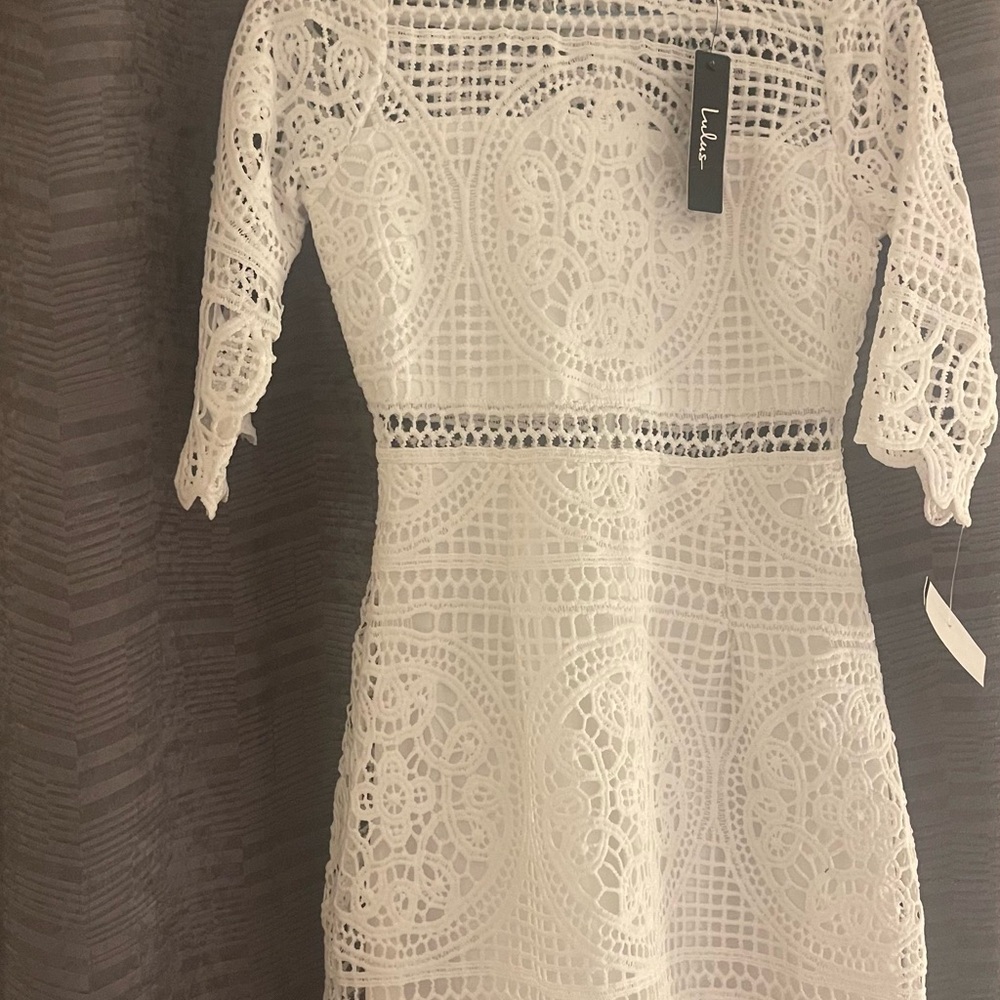 Lulu's Cream Sheath Dress with Flutter Sleeves